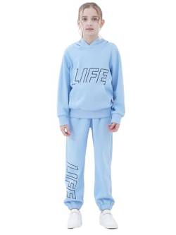 NATUST Kinder Trainingsanzug Jungen Mädchen Sportanzug Kapuzenpullover Bottom Jogging Anzug Blue 160 von NATUST