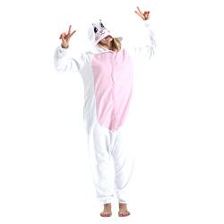 NAVARCH Jumpsuit Onesie Pyjama Tier Cosplay Kostüme Cartoonstil Unisex Animal Tieroutfit tierkostüme - Weißer Hase, XL von NAVARCH