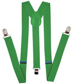 NAVISIMA Hosenträger für Kinder - Verstellbare Hosenträger für Mädchen, Kleinkind, Baby - Elastisches Y-Rücken-Design mit starken Metallclips, Grün , Large von NAVISIMA