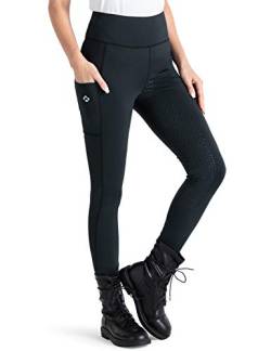 NAVISKIN Damen Reitleggings Silikon-Vollbesatz Reithose Silikongrip Vollbesatzreithose Handytasche Schwarz Größe XXL von NAVISKIN