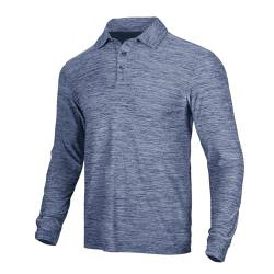 NAVISKIN Herren-Polo-Shirts, LSF 50+, Sonnenschutz, langärmelig, feuchtigkeitsableitend, schnell trocknend, Golf-Shirts, Bijou Blue, Klein von NAVISKIN