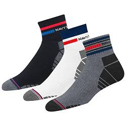 NAVYSPORT 3 Paar Sportsocken Tennissocken Arbeitssocken Herren & Damen Baumwolle Unisex (Viertellänge) Quarter Socken, EU 35-38, (Contra Weiß, Anthra, Schwarz) von NAVYSPORT