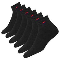 NAVYSPORT 6 Paar Sneaker Socken Herren Damen Sportsocken Baumwoll Socken Quarter Socken Unisex. (Schwarz, 6 Paar, EU 35-38) von NAVYSPORT