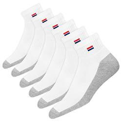 NAVYSPORT 6 Paar Sneaker Socken Herren Damen Sportsocken Baumwoll Socken Quarter Socken Unisex. (Weiß, 6 Paar, EU 43-46) von NAVYSPORT
