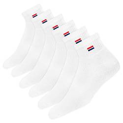 NAVYSPORT 6 Paar Sneaker Socken Herren Damen Sportsocken Baumwoll Socken Quarter Socken Unisex. (Weiß, 6 Paar, EU 43-46) von NAVYSPORT