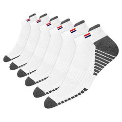 NAVYSPORT 6 Paar Sneaker Socken Herren Damen Sportsocken Baumwolle Socken Kurz Socken Unisex (Weiß, EU 43-46) von NAVYSPORT