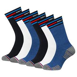 NAVYSPORT 6 Paar Sportsocken Herren Socken Baumwolle mit Kissen (EU 47-49, Mehrfarbig) von NAVYSPORT