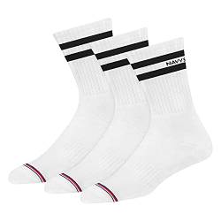 NAVYSPORT Advance-Serie Sportsocken Tennissocken Arbeitssocken Herren & Damen Baumwolle Unisex Crew Socken, (3 Paar) Größe: 47-49, (Weiß) von NAVYSPORT