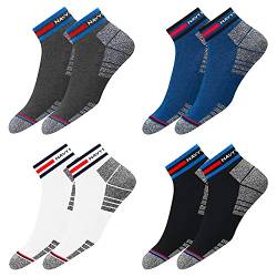 NAVYSPORT Originals Sneaker Socken Herren & Damen Baumwolle Kurze Quarter Socken Unisex, 4er Pack, Mehrfarbig, Größe: 43-46 von NAVYSPORT