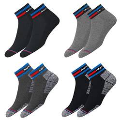 NAVYSPORT Originals Sneaker Socken Herren & Damen Baumwolle Kurze Quarter Socken Unisex, Schwarz (2 Paare) | Grau (2 Paare), 4er Pack, Größe: 47-49 von NAVYSPORT