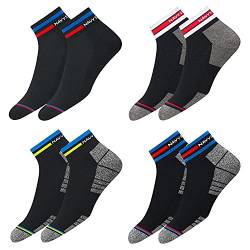 NAVYSPORT Originals Unisex Sneaker Knöchelsocken mit Baumwollkissen für Damen Herren, Schwarz, 4er Pack, Größe: 47-49 von NAVYSPORT