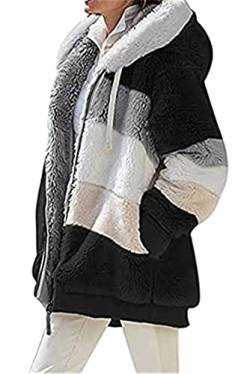 NAY Nalakey Teddy Fleecejacke mit Kapuze Kapuzenjacke Fellmantel Fleece Jacke Mit Reißverschluss Einfarbig Lässige Jacken Mantel Oberteile Taschen von NAY