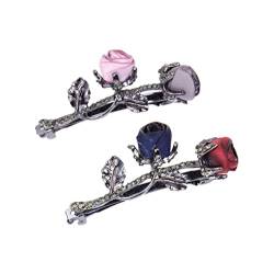 Nalakey Rose Haarspangen Damen Blume Diamant Haar Pin Haar Styling Retro Blume Haar Spangen für Frauen Mädchen Geschenk (2pcs) von NAY