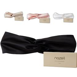Nazeli Seiden-Stirnband 30 Momme Maulbeerseide (Schwarz) von NAZELI