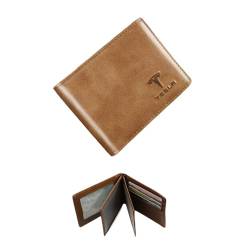 NBVGFGDF Herren Geldbörsen, für Tesla Model 3 Model Y Model S Model X Herren Bifold Geldbörse Tragbare Kreditkarte Geldbörse Slim Wallet mit RFID Schutz,A-L von NBVGFGDF