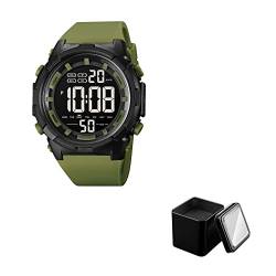 NCONCO Wasserdichte Herren-Armbanduhr, Sport-Digitaluhr für Herren, ultradünn, minimalistisch, mit Countdown-Alarm, armee-grün von NCONCO