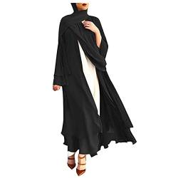 Abaya Muslim Damen Muslimische Kleider Hijab Kleid Gebetskleidung FüR Frauen Gebet Chiffon Offenes Kleid Abaya Dubai TüRkei Islam Kaftan Islamischer Ramadan Eid Frauen Robe Freizeit (b-Black, M) von NCQiFei