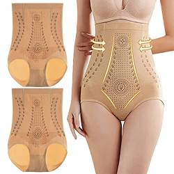 Damen Shapewear Bauchweg Unterhose Miederhose Unique Fiber Restoration Shaper Bauch-Weg Butt Lifter Unterhose, Hohe Taille Hip Enhancer Shapewear,Elastisch Body Shaper, Bauchkontrolle (Beige+Beige, M) von NCQiFei