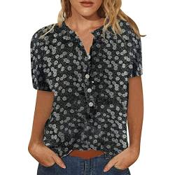 Damen T-Shirt 3/4 Arm Oberteile Tops Bunte Blumenmuster Druck Tunika Shirt Lose Rundhals Sommershirts Mode Damen blusen Langarm Blumen Bluse Tshirt von NCQiFei