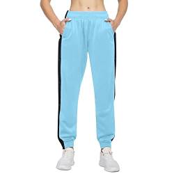 Jogginghose Damen Sporthose mit Knopfleiste Trainingshose Lang Sweatpants Lässige Lose Freizeithosen Yogahose Sweathose Lose Casual Gym Fitness Trainings Hose Pant mit Elastisches Band und (Blue, M) von NCQiFei