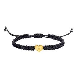 NCQiFei Armband 26 Buchstaben Pärchenarmband Partnerarmband Schwarz Personalisiert Geflochtene Handgefertigt mit Gold Herz Initialen für Paare Geschenk für Männer, Frauen, Mädchen (A, One Size) von NCQiFei