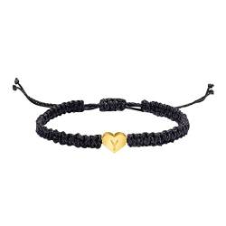 NCQiFei Armband 26 Buchstaben Pärchenarmband Partnerarmband Schwarz Personalisiert Geflochtene Handgefertigt mit Gold Herz Initialen für Paare Geschenk für Männer, Frauen, Mädchen (Y, One Size) von NCQiFei