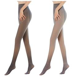 NCQiFei Thermostrumpfhosen für damen Fleece Strumpfhose Gefütterte Strumpfhose Winter Gefälschte Durchscheinend Plüschstrümpfe Pantyhose Warmer Leggings (2pc Grau+Schwarz, 90g für 10~25℃) von NCQiFei