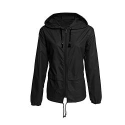 Sommer Regenjacke für Damen und Herren mit Kapuze, wind und wasserdicht, aktmungsaktiv und leicht, Eleganter und funktionaler Regenmantel in mittlerer Laenge, verscheidene Farben (2-Schwarz, L) von NCQiFei