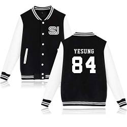 KPOP Super Junior Baseball Jacke Mit der Taste Bedrucken Pullover Langarm Sweatshirts Loose Warme Sweater Tops Für Fans Männer und Frauen LeeTeuk YeSung ShinDong DongHae EunHyuk Siwon von NCTCITY