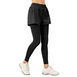 NCTCITY Damen Sport Shorts Legging 2 in 1 Laufshorts Leicht Kurz Sporthose Schnelltrocknende Trainingsshorts Atmungsaktiv Running Fitnesshose mit Handytasche Kompressionshose Yogahose von NCTCITY