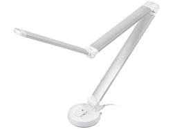 ND24 NailDesign – Stiled-Micro Nagelstudio Lampe – dimmbare Arbeitsplatzleuchte mit 36 Backlit-LEDs & 3 Helligkeitsstufen – Tischlampe mit flexiblem Gelenkarm & Saugnapf-Fuß (Weiß/Silber) von ND24 NailDesign