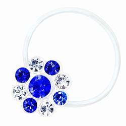 Zehenring Zirkonia Blume klar blau - 925 Sterling Silber - Fuß Schmuck Damen Fuß-Ring Toe-Ring von ND24 NailDesign