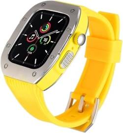 NDJQY Rm Mod Kit für Apple Watch 8 Ultra 7 6 SE 5 4, luxuriöses Silikon-Uhrenarmband aus Edelstahl, für iWatch 44 mm, 45 mm, 49 mm, Modifikationsset, Ersatzarmband, For Ultra 49mm, Achat von NDJQY