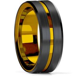 NEBBAN Bunte Herren -Edelstahl-Ring-Groove, facettenreicher Ring für Männer und Frauen, Verlobungsring, Jahrestagsgeschenke size：10 von NEBBAN