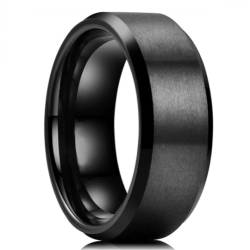 NEBBAN Herren Silber Farbe Schwarz Edelstahl Ring Groove Vielseitiger Ring für Männer Frauen Verlobungsring Jubiläumsgeschenke size：8 von NEBBAN