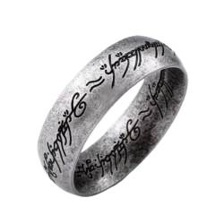 NEBBAN Schlichter Ring mit Buchstaben für Herren, schlichter Ehering aus glänzendem Edelstahl, lässiger, klassischer, schlichter Fingerschmuck für Jungen size：8 von NEBBAN