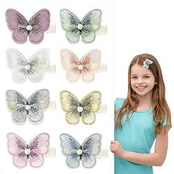 16 Stück Schmetterlings-Haarspangen, farbige Haarspangen für Mädchen, süße Haarschleifen, kleine Schmetterlings-Haarspangen für Mädchen, Teenager, Frauen, Haar-Accessoires von NECXON