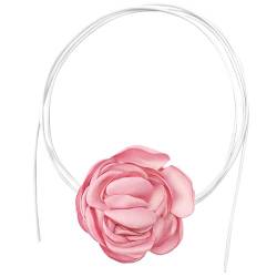 NECXON Rosa Blumen-Halsketten, verstellbare Boho-Blumen-Halskette, Vintage-Stoff-Rosen-Halskette für Frauen, Mädchen, Braut, Hochzeit, Party, Geburtstag von NECXON