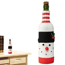 NEFLUM Weinflaschenbezug Weihnachten Dekorative Weihnachtsmann Plüsch Weinabdeckung Gestrickte Schneemann Elch Flaschentaschen, Wiederverwendbare Weinflaschenaufsatz für Zuhause, 10 Stück Schneemann, von NEFLUM