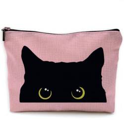 NEGIGA Make-up-Tasche für Katzen, schwarze Katze, Kätzchen, Kosmetiktasche für Damen, Katzengeschenke für Katzenliebhaber, Katzenbesitzer, Geschenke, schwarze Katze, kleine Make-up-Kosmetiktasche für von NEGIGA