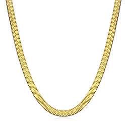 NEHZUS Edelstahl Gold Halskette für Frauen, 14 Karat vergoldet Fischgrätenkette Halsketten, Gold Schlangenkette Choker Halsketten für Sie von NEHZUS