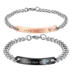 NEHZUS Paar-Armbänder für Sie und Ihn, Edelstahl-Armband für Freundschaft, Freund, Beziehung, passendes Geschenk für Männer und Frauen, Jahrestag, Hochzeit (Ich Liebe Dich) von NEHZUS