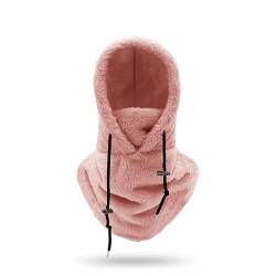 NELLN Sherpa-Kapuzen-Skimaske, Winter-Sherpa-Kapuzenschal, Winddicht, verstellbare Fleece-Skimaske, windabweisende Winter-Gesichtsmaske (Color : Pink, Size : One Size) von NELLN