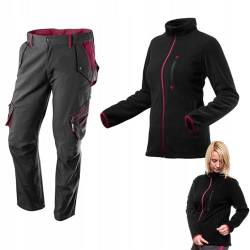 NEO TOOLS Damen Arbeitshose + Fleece-Arbeitsjacke (Set) Gr. S - XXL | modisches Design, Hose mit Viele Multifunktionale Taschen, ausprofilierter Kniebereich, Warme Fleece Jacke von NEO TOOLS