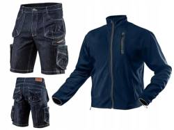 NEO TOOLS Set - Herren Denim Kurze Arbeithose und Warme Fleecejacke (Grün, Graphitgrau, Navy-Blau) - Gr. S - 3XL | Arbeitskleidung Alltagskleidung Kleidung Set Herren von NEO TOOLS