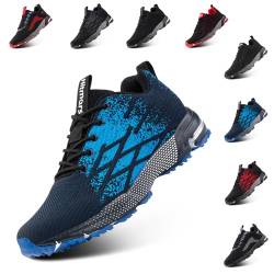 NEOKER Laufschuhe Herren Turnschuhe Damen Sportschuhe Leicht Straßenlaufschuhe Unisex Schnürung Atmungsaktiv rutschfeste ALI-1Blau EU46 von NEOKER