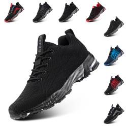 NEOKER Laufschuhe Herren Turnschuhe Damen Sportschuhe Leicht Straßenlaufschuhe Unisex Schnürung Atmungsaktiv rutschfeste ALI-1Schwarz EU40 von NEOKER