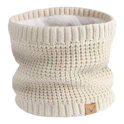 NEOLA Winter-Halswärmer – Thermo-Strickschal, winddicht, mit Fleece gefüttert, weich, warm, Halstuch, Geschenke für Herren, Radfahren, Skifahren, Motorrad, Beige#b, One size von NEOLA