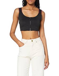 NEON COCO Damen Zip Front Wide Straps Crop Top Pullunder, Schwarz (Black C10), 32 (Herstellergröße: Small) von NEON COCO