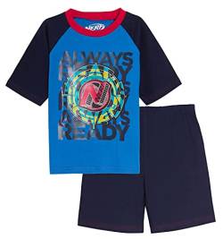 Nerf Kurzer Schlafanzug für Kinder, Jungen, kurzärmliges T-Shirt + Shorts, Nachtwäsche Gr. 134, blau von NERF
